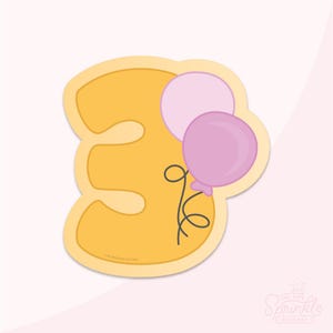 Number 3 Balloons STL Cookie Cutter AND Bonus Stencils, Eddie Outlines, + Projector Image!