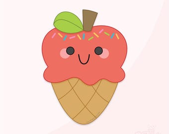 Apple Ice Cream Cone Cookie Cutter .STL Files  +  . PNG Eddie Image!