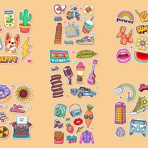 70 Design Stickers Bundle Vector Art | Funny | for Cricut | Books | EPS PNG SVG Files