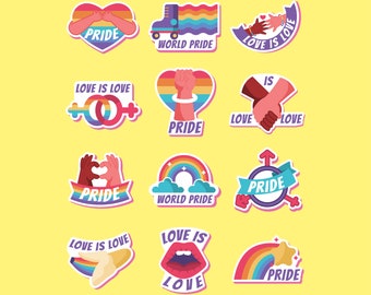12 LGBT Pride Sticker for Cricut Packs EPS png SVG
