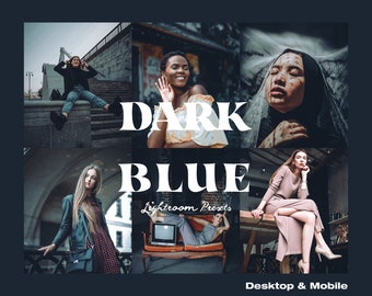 Dark Blue Aesthetic Lightroom Presets, Mobile & Desktop (PDF Guide)