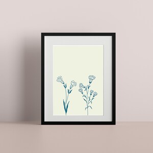 Botanical Flower Line Art Print / 8x10 Frame Size / Line Art / Instant Digital / Instant Digital Download Print / Wall Print