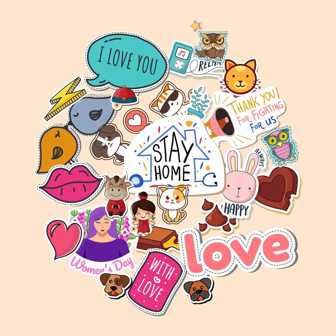 Cute Sticker Bundle | 100+ Vector Designs for Cricut (PDF, SVG) - Etsy