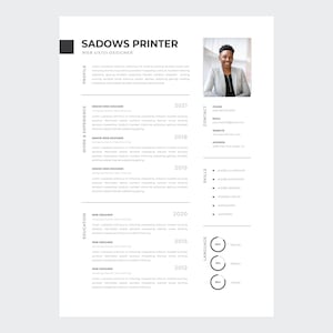 Resume Template with Photo, Professional Resume Template for Word & Pages, Clean CV Template with Picture, Resume and Cover Letter Template