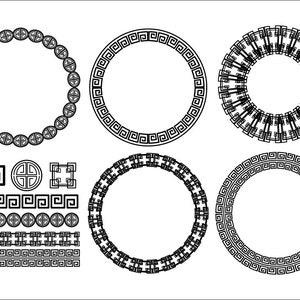 Pacotes de design de padrão asiático de borda EPS PDF SVG