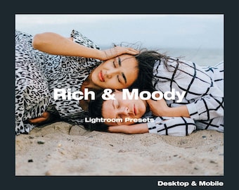 54 Rich and Moody Bundle Lightroom Presets Aesthetic for Desktop & Mobile for Influencers or Photographer