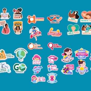 36 Design Sticker Kampagne und International Day Bundle Vector Art EPS PDF SVG Dateien