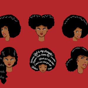 10 Amerika Afrika Design Packungen Afro Black Woman EPS PDF SVG Dateien