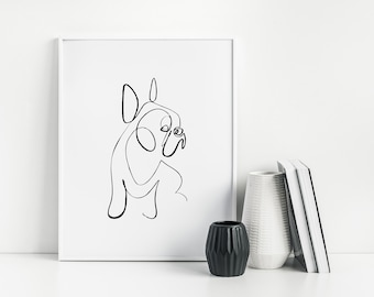Hund Line Art Print, minimalistische Welpe Zeichnung (Digital Download)