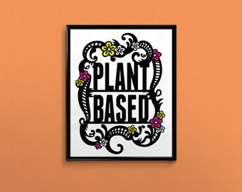 Plant Based Kitchen Print  | Cafe Wall Art | Vegan Poster