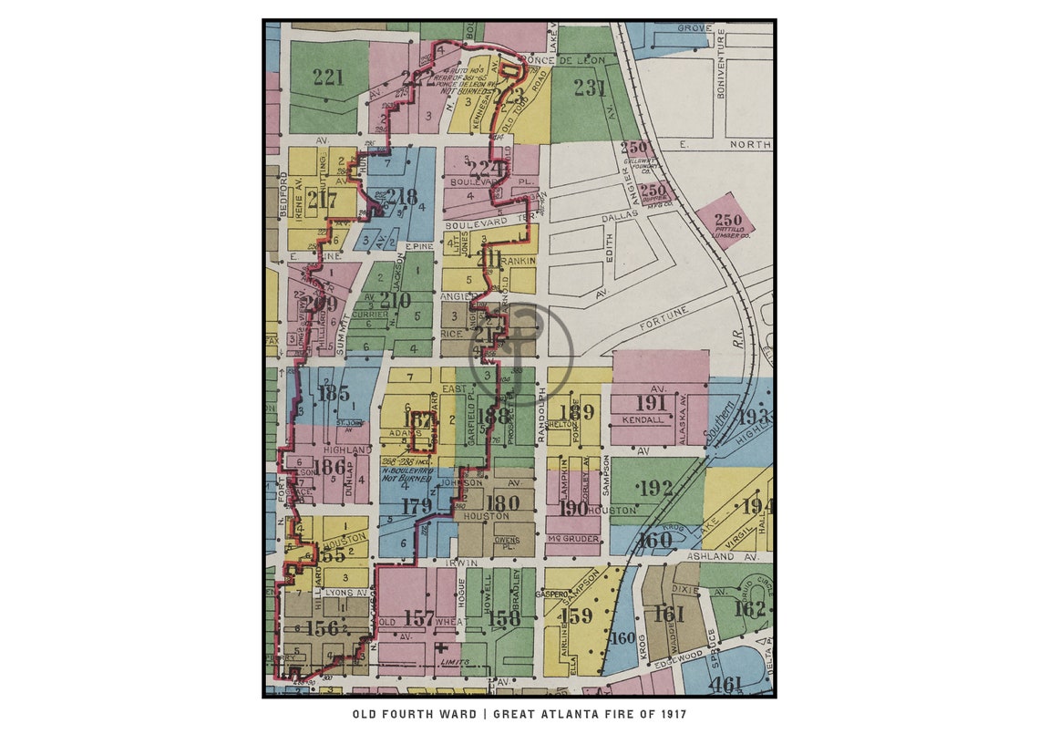 Old Fourth Ward 1917 Sanborn Map Great Atlanta Fire of Etsy