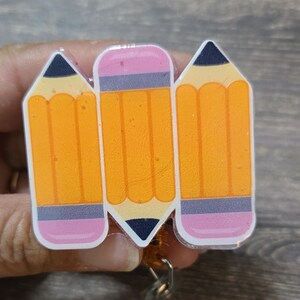 Changeable Badge Reel - Triple Pencils for Teachers and Educators