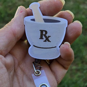 Changeable Mortar & Pestle Badge Reel - Perfect for Pharmacists and all Medical Personnel