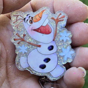 Changeable Olaf Badge Reel - Perfect for those who love snowmen and winter