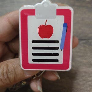 Changeable Badge Reel -Clipboard with Apple- Cute Teacher Gift