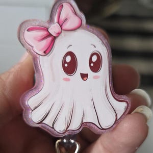 Badge Reel Pretty Little Girl Ghost Changeable Design - Eye Catching