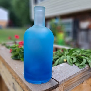 Large Blue Glass Cellar Bottle Glass Bottle Decor Tall Tapered Glass Jug  Centerpiece Glass Vase