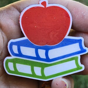 Changeable Badge Reel for Teachers Book Stack and Apple