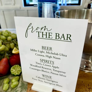 Custom Acrylic Bar Sign with Acrylic Stand | Signature Drink Sign | 8 x 10 Acrylic Sign | Simple and Modern Bar Sign | Personalized