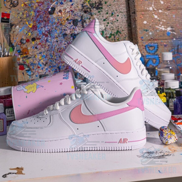 Personalized Air Force 1 Pink Swoosh Custom Shoes, Custom Shoes Follow Your Idea, Custom Sneaker Men