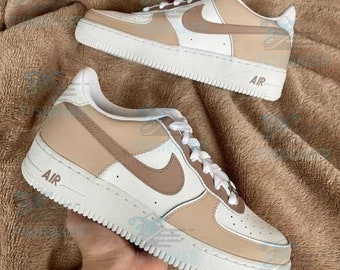 Custom Shoes, Custom Sneaker, Custom Shoes Air Force 1 Brown, Mother's Day Gift For Her