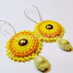 Handmade Yellow/Orange Mini Beaded Starburst Earrings