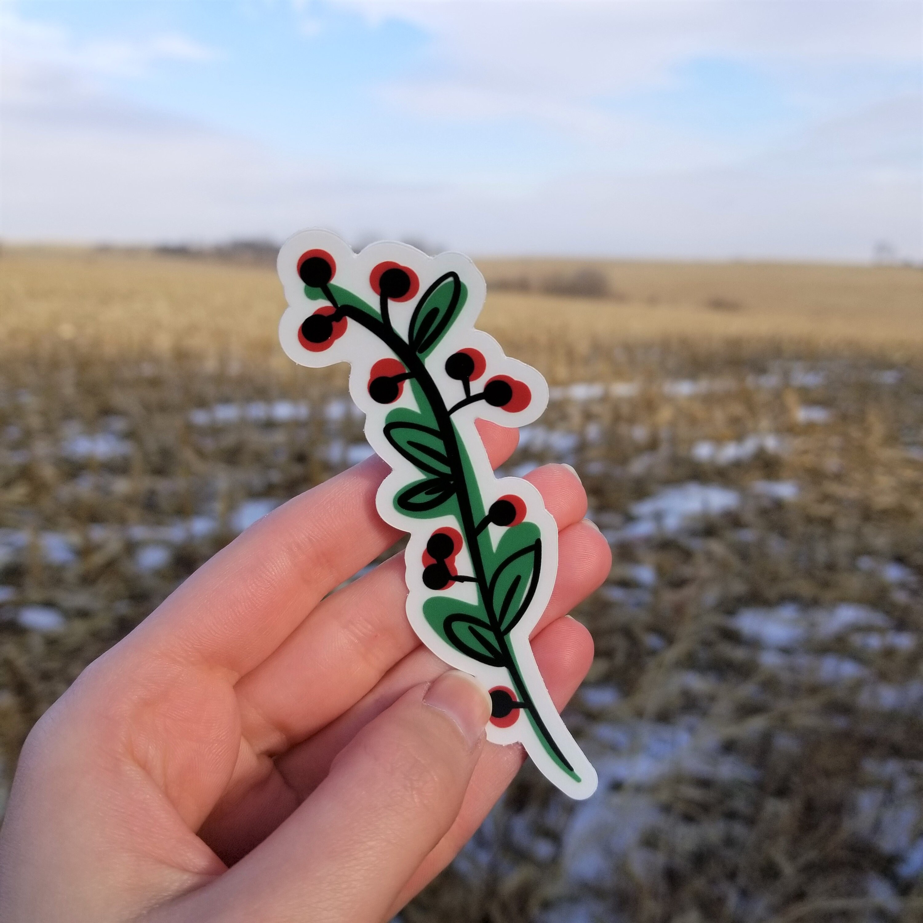 Holly Sticker | Holiday | Transparent - Etsy