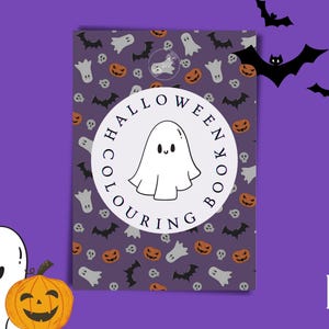 Herunterladbares digitales Halloween-Thema Malbuch für alle Altersgruppen, digitales Malbuch, Malbuch für Erwachsene, gruseliges Malbuch