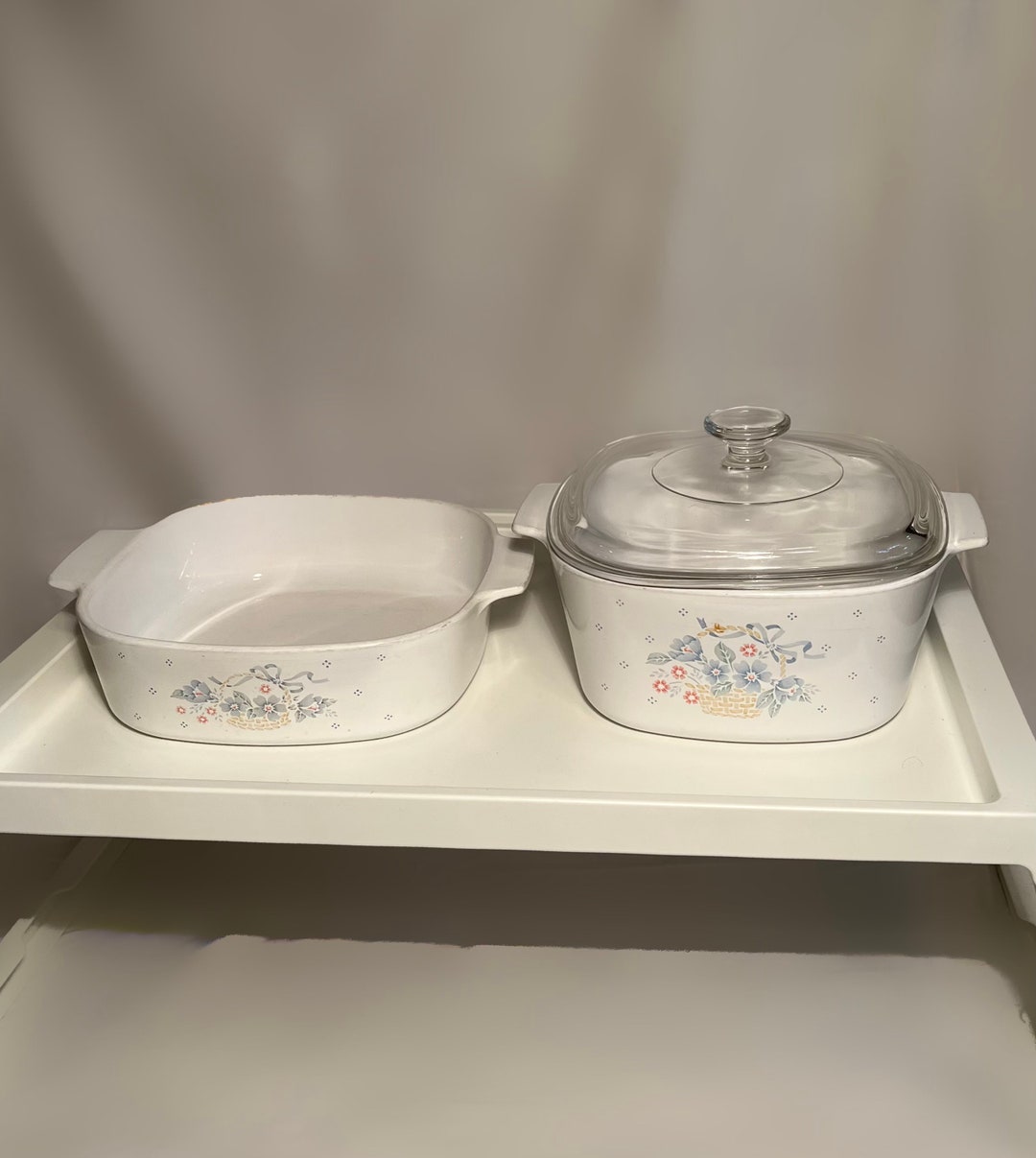 Vintage Corningware Pastel Bouquet Set of 2 Casserole Dishes 3 Etsy
