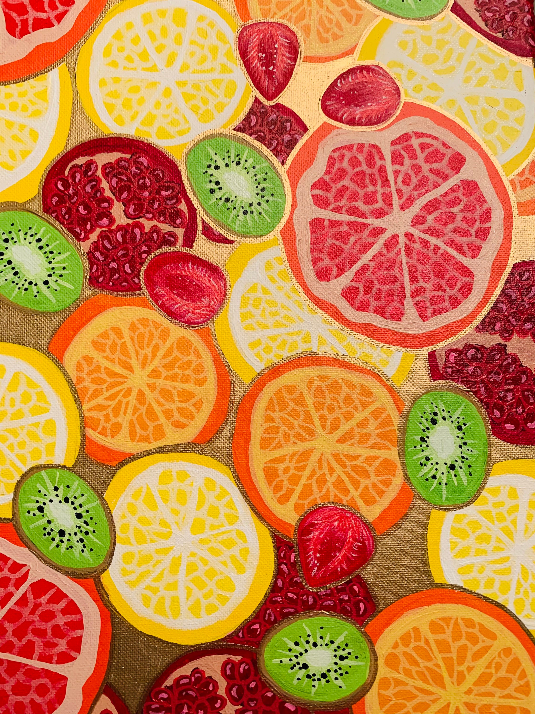 Citrus Fruits Acrylic Painting Summer Orange Lemon Kiwi Etsy