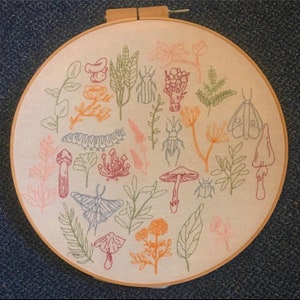Botanical Hand Embroidered Hoop Art