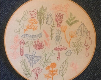 Botanical Hand Embroidered Hoop Art