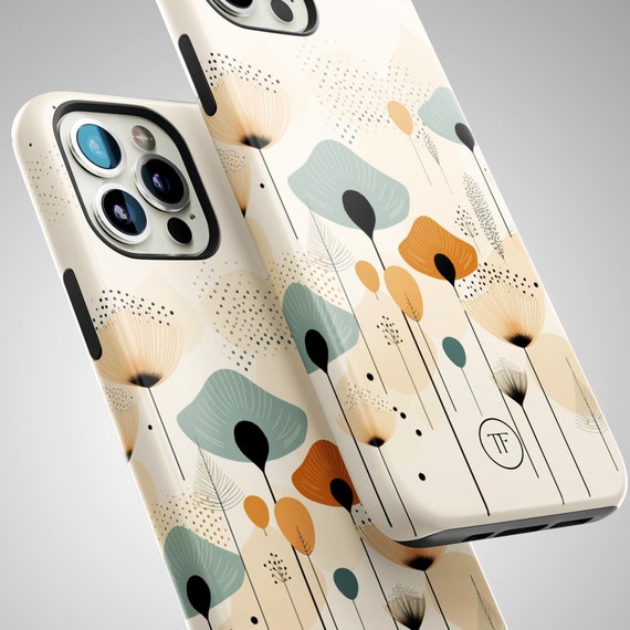 Boho Bloom iPhone Case: Beige Floral, Drop Resistant