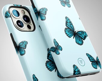Blue Butterfly iPhone Case: Protective Floral Phone Cover