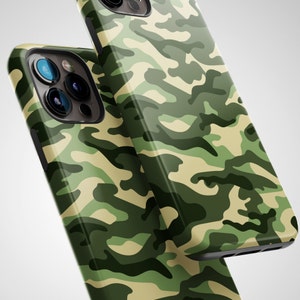 Green Camo iPhone 16 Case, iPhone 15 Pro Case, iPhone 14 Case, iPhone 13 Case, Army Green, iPhone 12 Case, Protective iPhone 11 Case