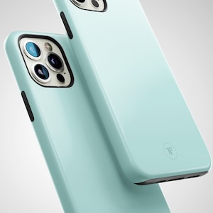 Funda verde azulado claro para iPhone: funda protectora fina para teléfono