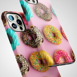 Donut Pattern iPhone Case: Shock Absorbent, Full Screen Protection