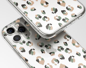 Coque transparente pour iPhone à imprimé guépard : TPU hybride de protection