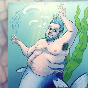 Big Soft Transmasc Merman Postcard Art Print