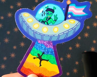 Queer Alien Sticker | Gaylien Holographic Vinyl Decal