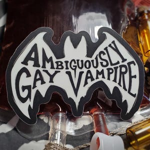 Ambiguously Gay Vampire Sticker || Glow in the Dark Weatherproof Vinyl