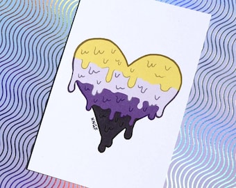 Nonbinary Pride Heart | Queer Art Postcard Print