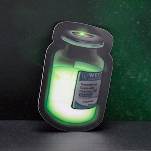 Green Glowing Testosterone Vial - FtM Pride Sticker, Glow in the Dark
