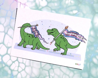 Dinosaurs for Trans Rights Postcard Print