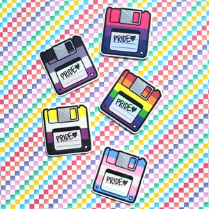 Floppy Disk LGBTQ Pride Sticker - Transgender, Bisexual, Asexual, Gay/Rainbow, Nonbinary