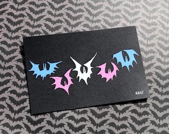 Trans Pride Bats Postcard Print | 4x6 Queer Art
