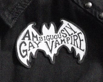 Ambiguously Gay Vampire Iron-on Patch - Glow in the Dark