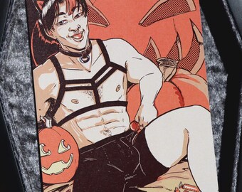 Gay Halloween Pinup Mini Print