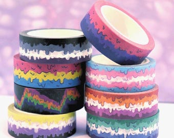 Queer Pride Washi Tape | Slime Drip Pride Flags - Bi, Lesbian, Ace, Trans, Nonbinary and more