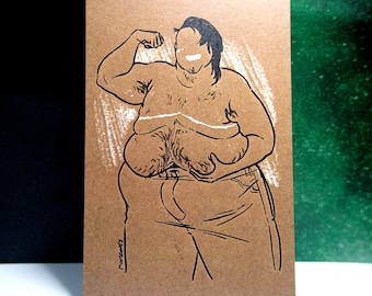 Transmasc Body Positive Queer Art Mini Print | FtM Trans Portrait
